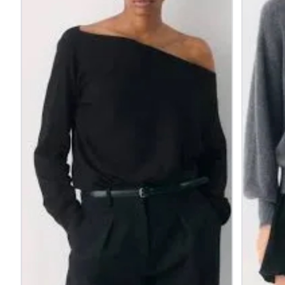 Off-the-Shoulder Black Women's Sweater
